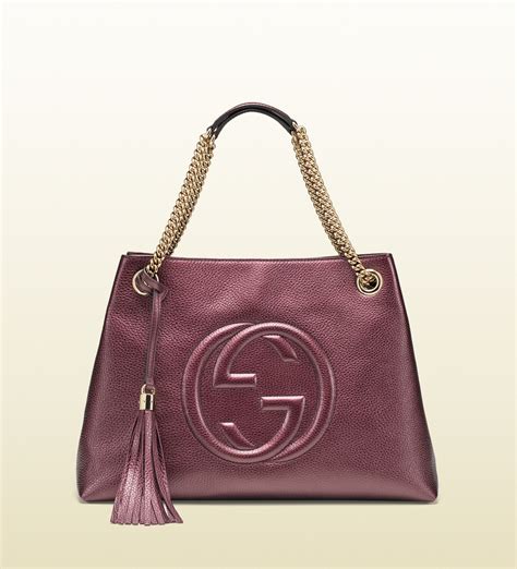 gucci soho leather shoulder bag metallic purple|Gucci soho diamond bag.